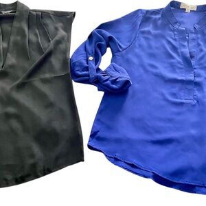 Elegant Women's Black and Blue Blouse Set